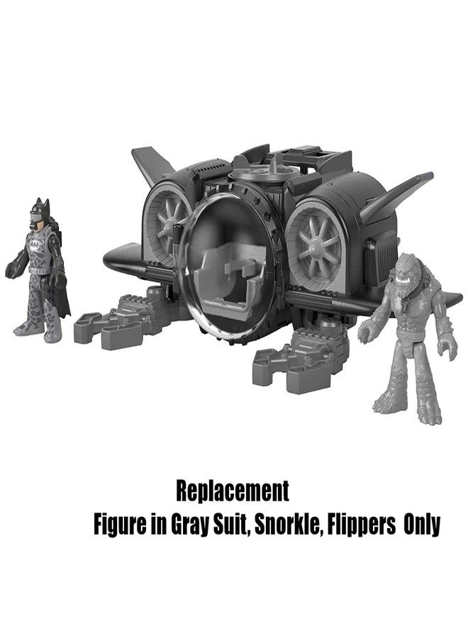 إماجينيكست قطعة غيار من Imaginext لمجموعة ألعاب غواصة باتمان من Fisher-Price DC Super-Friends - GMP49 ~ مجسم باتمان بديل ~ بدلة رمادية ~ أنبوب تنفس ~ زعانف - Image 3